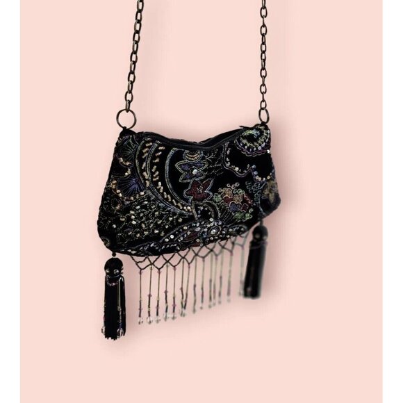 VTG Mary Frances Rhinestone Beaded EMBROIDERED Floral Evening Bag Clutch Purse - Picture 12 of 13